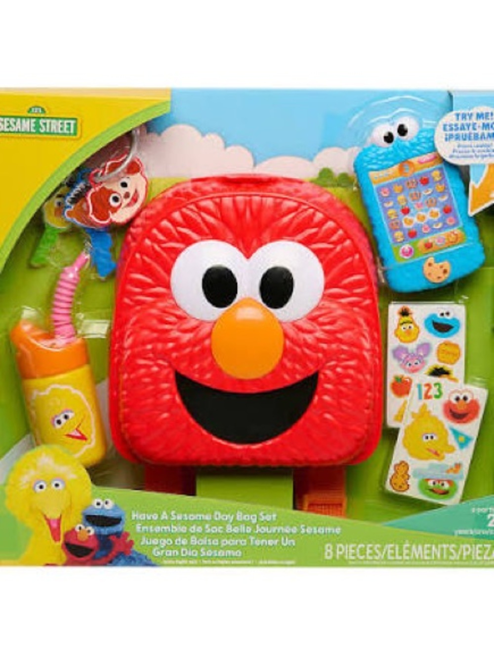 Sesame Street Elmo Red Backpack Playset with Colorful Accessories